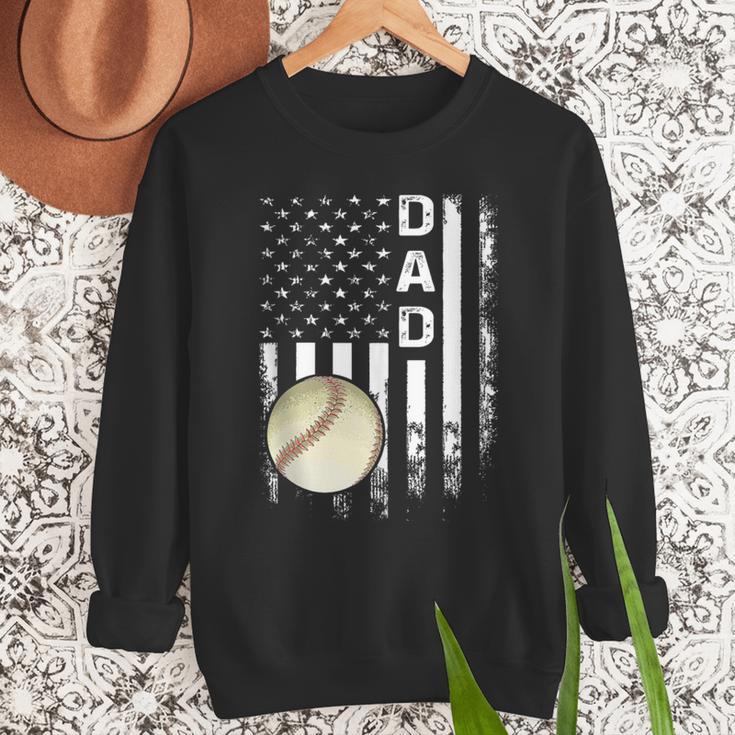 Baseball Dad America Flag Vintage Christmas Xmas Men Sweatshirt