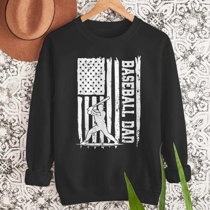 Baseball Dad American Flag Papa Daddy Happy Father's Day Men Sweatshirt Baseball Dad American Flag Papa Daddy Happy Father's Day Men Sweatshirt