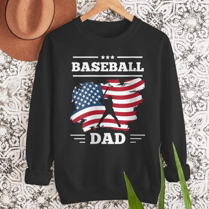 Baseball DAD American Flag Patriotic Father's Day Men Sweatshirt