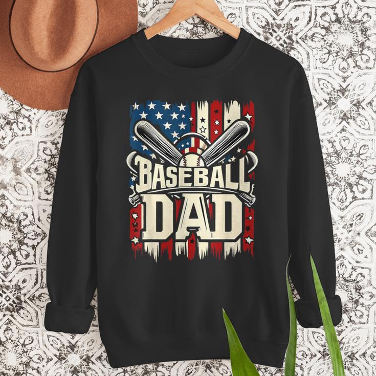 Baseball Dad American USA Flag Dada Men Baseball Fathers Day Men Sweatshirt