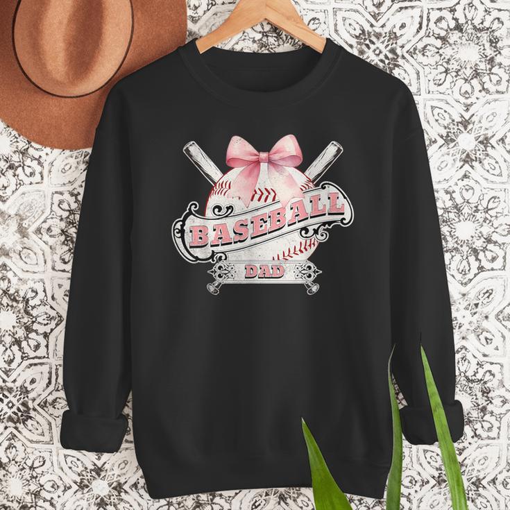 Baseball Dad With Coquette Cute Bow Sport Season Men Sweatshirt