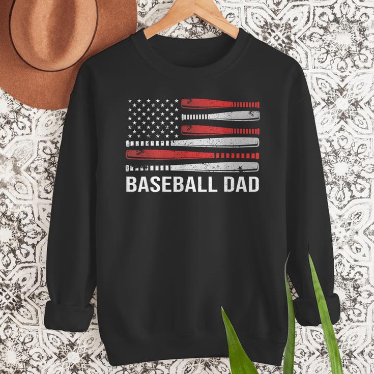 Baseball Dad Father's Day US Flag Baseball Men Sweatshirt