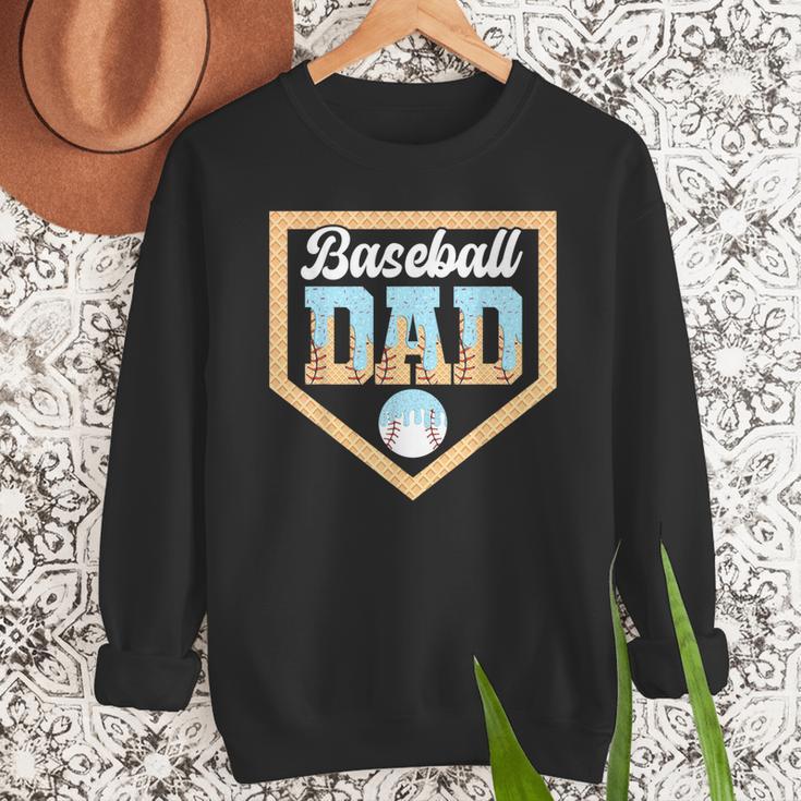 Baseball Dad Ice Cream Drip Home Plate Cool Fathers Day Men Sweatshirt Baseball Dad Ice Cream Drip Home Plate Cool Fathers Day Men Sweatshirt