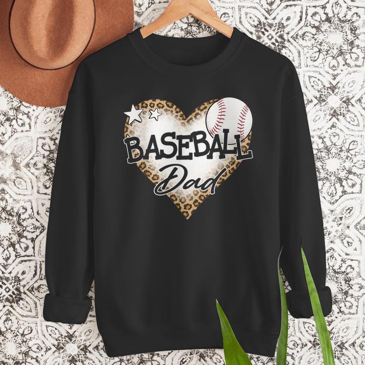 Baseball Dad Leopard Heart Baseball Lover Men Sweatshirt