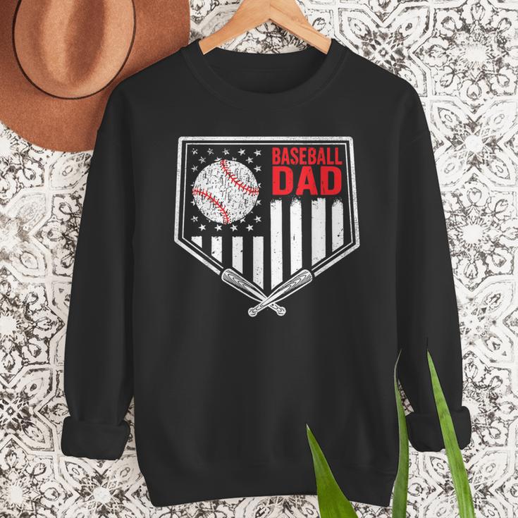 Baseball Dad Men USA American Flag Fathers Day 4th Of July Men Sweatshirt