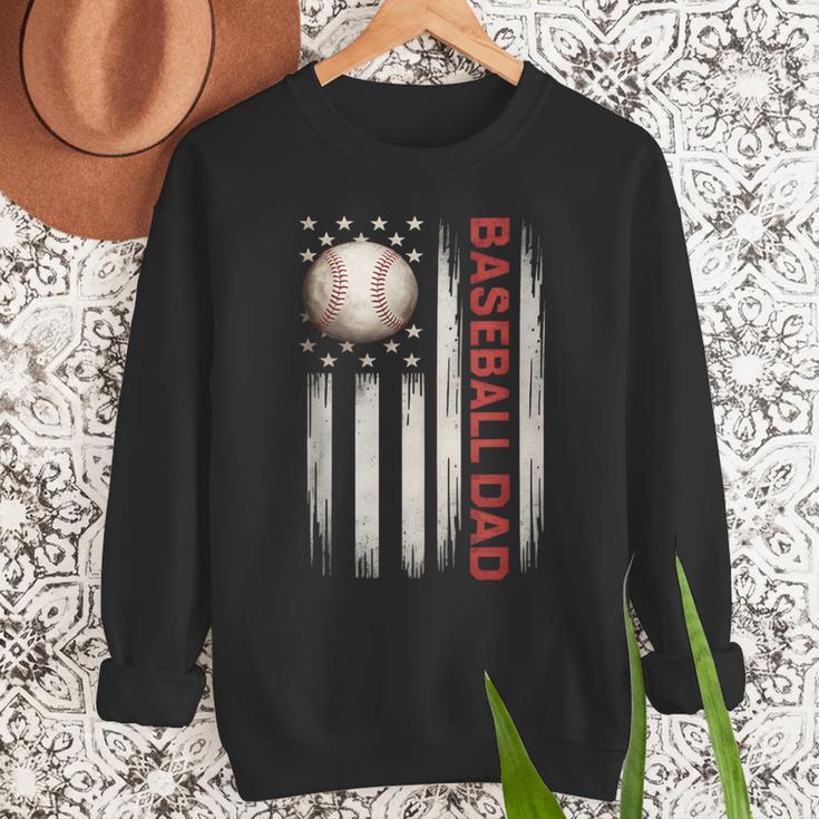 Baseball DAD USA American Flag Fathers Day 4th Of July Men Sweatshirt