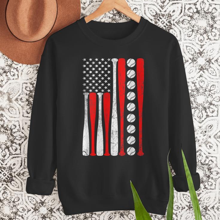 Baseball USA Flag Baseball Lover Baseball Dad Men Sweatshirt