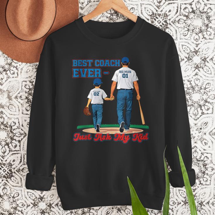 Best Coach Ever Fathers Day Baseball Dad Papa Sports Lover Men Sweatshirt