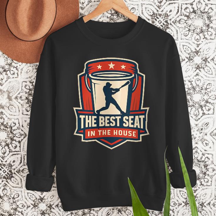 The Best Seat In The House Bucket Dad Baseball Dad Men Sweatshirt