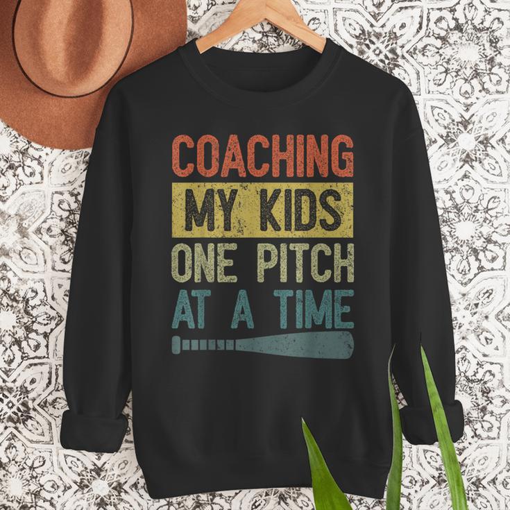 Coaching My Kids One Pitch At A Time Vintage Baseball Dad Men Sweatshirt Coaching My Kids One Pitch At A Time Vintage Baseball Dad Men Sweatshirt