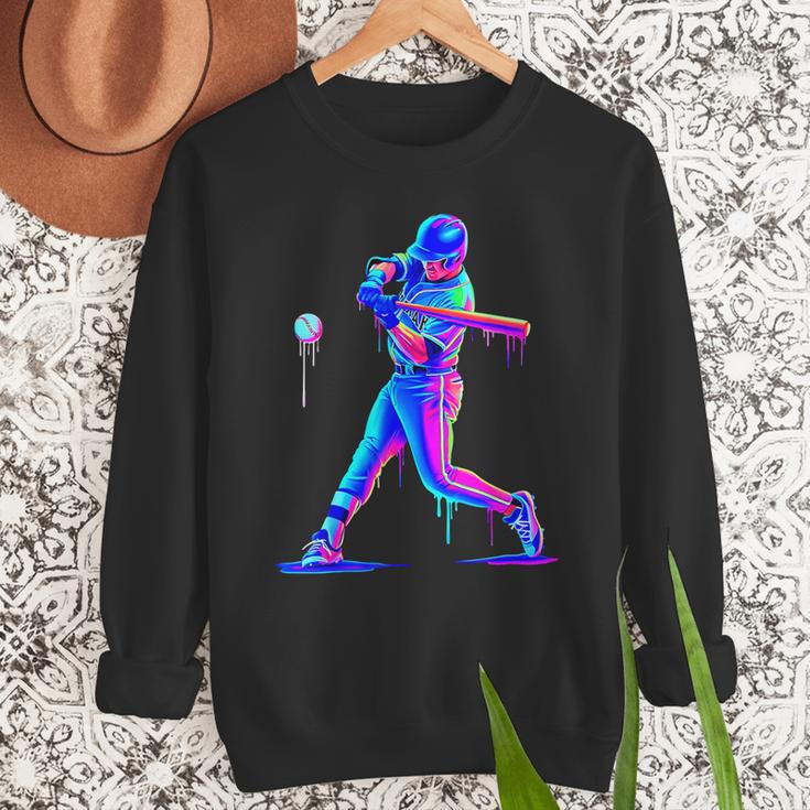Ice Cream Drip Melting Baseball Bat Player Baseball Dad Men Sweatshirt