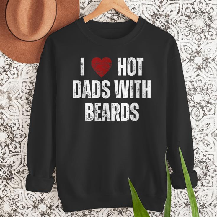 I Love Hot Baseball Dads With Beards Red Hearts Men Sweatshirt