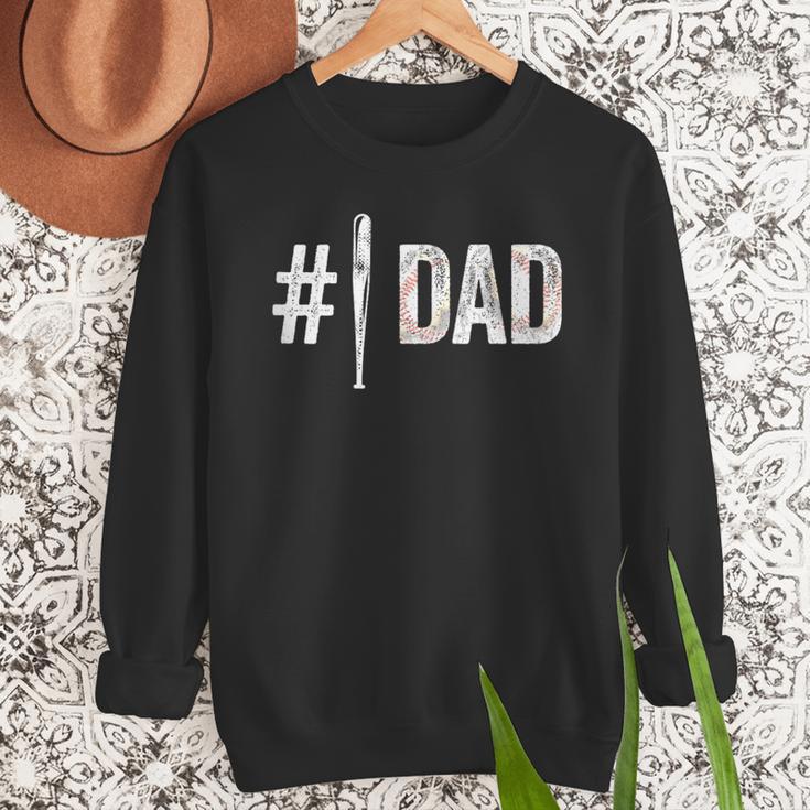 Number One Baseball Dad For Father's Day Daddy Coach Men Sweatshirt