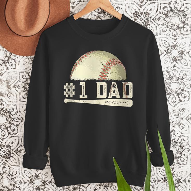 Number One Baseball Dad Fathers Day Baseball Player Dad Papa Men Sweatshirt Number One Baseball Dad Fathers Day Baseball Player Dad Papa Men Sweatshirt