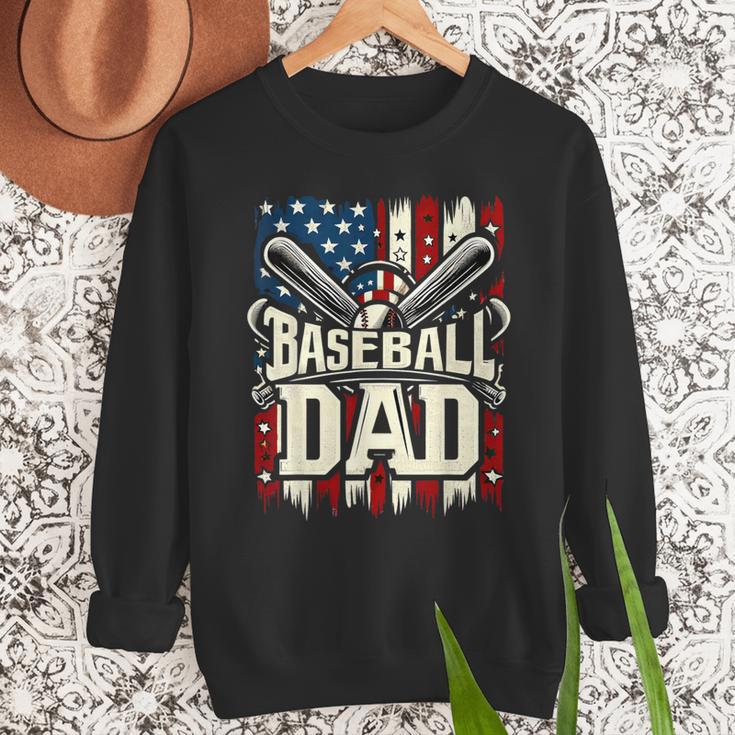 Retro American Flag Baseball Dad Father's Day Men Sweatshirt