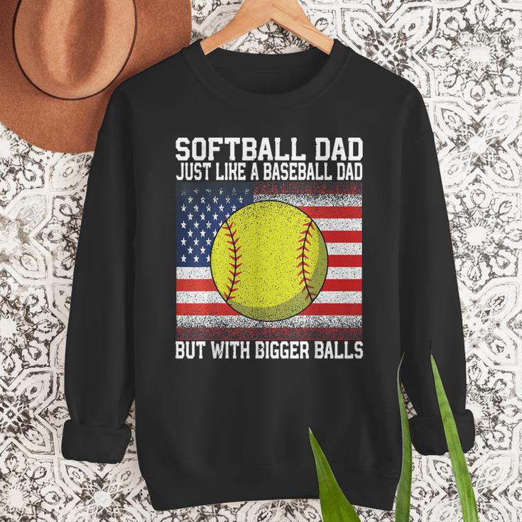 Softball Dad Like a Baseball Dad Father's Day USA Flag Men Sweatshirt Softball Dad Like a Baseball Dad Father's Day USA Flag Men Sweatshirt