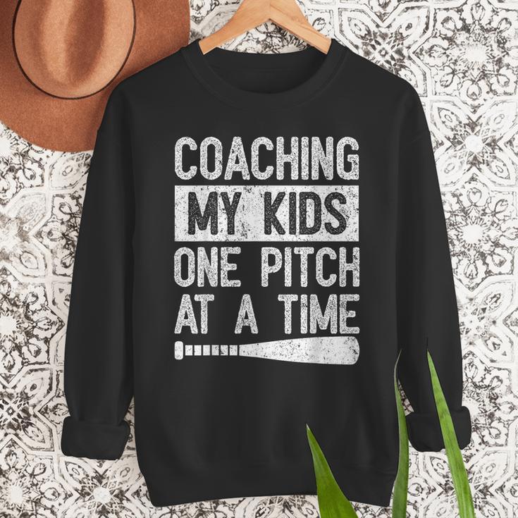 Vintage Coaching My Kids One Pitch At A Time Baseball Dad Men Sweatshirt