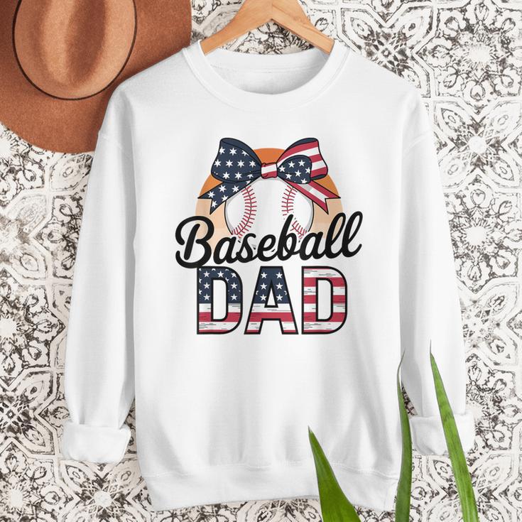 Baseball Dad American Flag Bow Sports Men Sweatshirt
