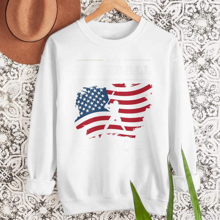 Baseball DAD American Flag Patriotic Father's Day Premium Men Sweatshirt