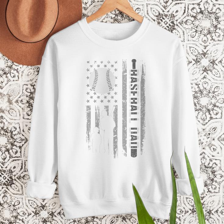 Baseball Dad Silhouette Bat Flag Stars Premium Men Sweatshirt Baseball Dad Silhouette Bat Flag Stars Premium Men Sweatshirt