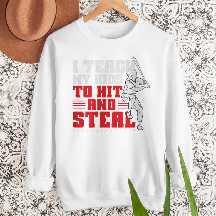Baseball Dad Teach Kids Hit And Steal Softball Game Premium Tri-Blend Men Sweatshirt Baseball Dad Teach Kids Hit And Steal Softball Game Premium Tri-Blend Men Sweatshirt
