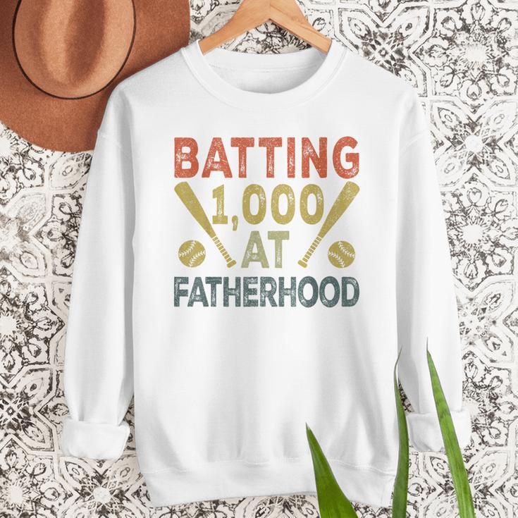 Baseball Dad Vintage Batting 1000 At Fatherhood Men Sweatshirt