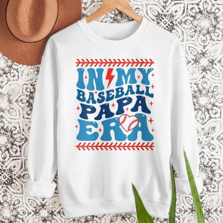 In My Baseball Papa Era Groovy Baseball Dad Family Matching Men Sweatshirt