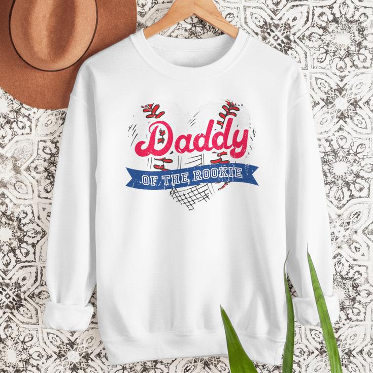 Daddy Of The Rookie Baseball Dad Retro Love Heart Birthday Premium Men Sweatshirt