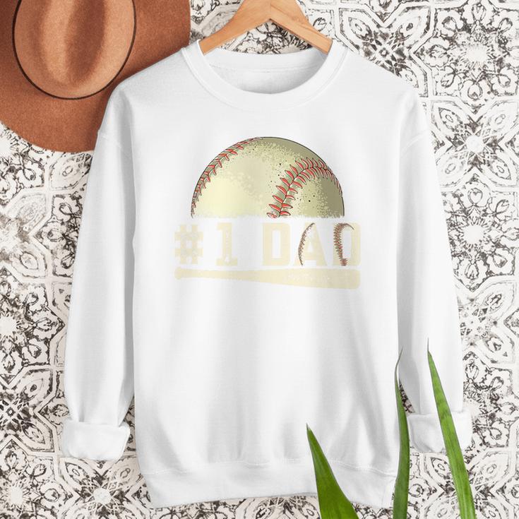 Number One Baseball Dad Fathers Day Baseball Player Dad Papa Premium Men Sweatshirt Number One Baseball Dad Fathers Day Baseball Player Dad Papa Premium Men Sweatshirt