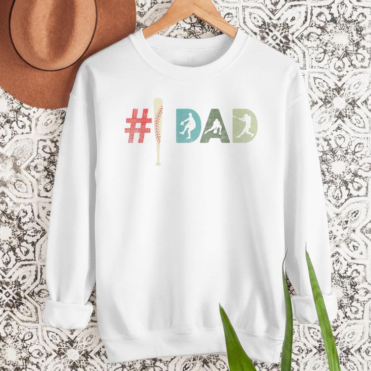 Number One Baseball Dad Father's Day Baseball Player Dad Premium Men Sweatshirt Number One Baseball Dad Father's Day Baseball Player Dad Premium Men Sweatshirt