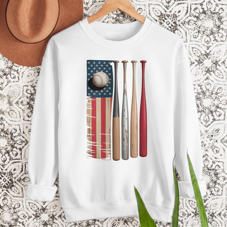 Patriotic USA Flag American Baseball Dad 4th Of July Premium Men Sweatshirt