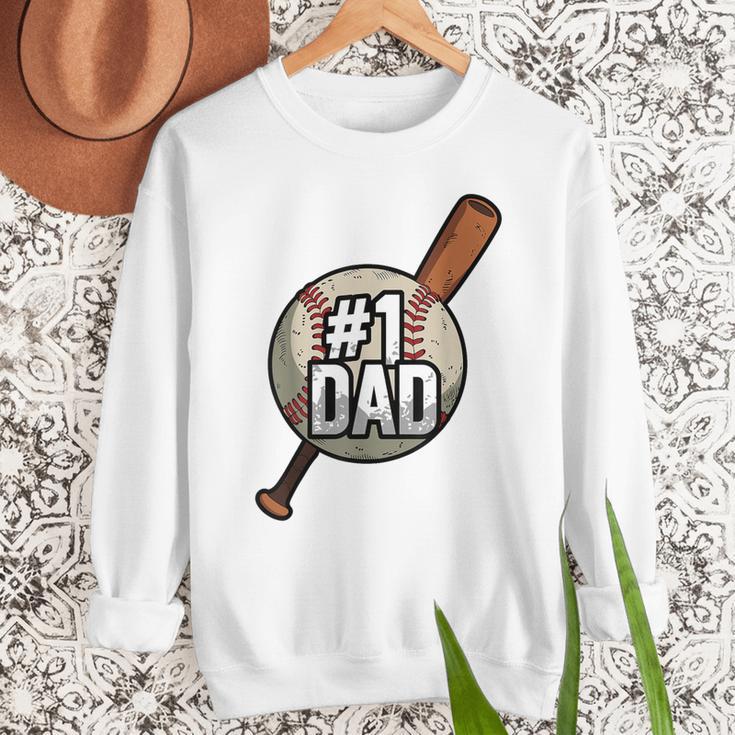 Vintage 1 Baseball Dad Daddy Father's Day Son And Daughter Men Sweatshirt Vintage 1 Baseball Dad Daddy Father's Day Son And Daughter Men Sweatshirt
