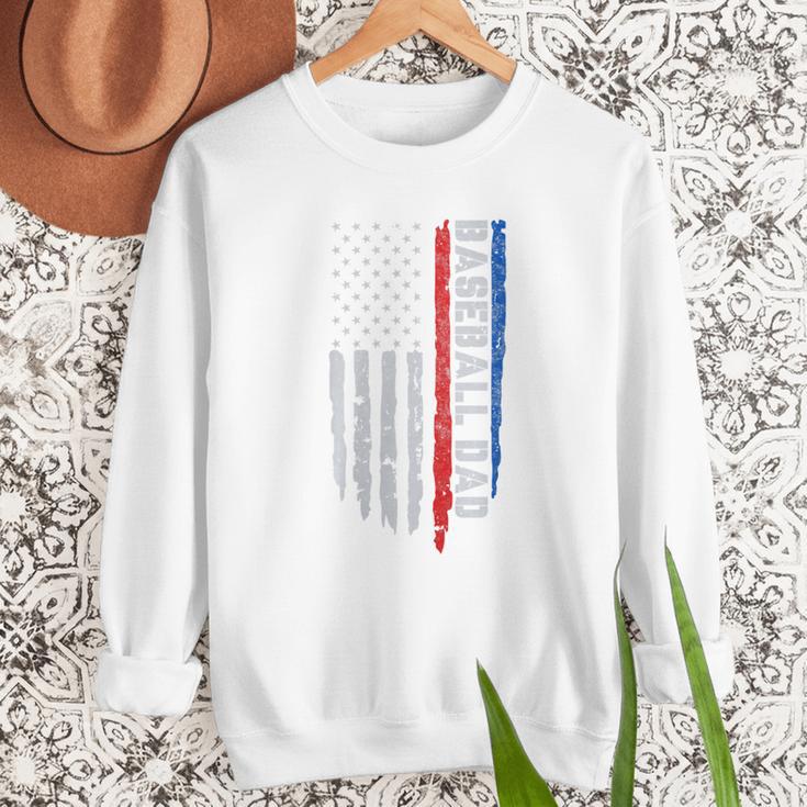 Vintage Baseball US Flag Tee Baseball Dad Player Coach Premium Tri-Blend Men Sweatshirt