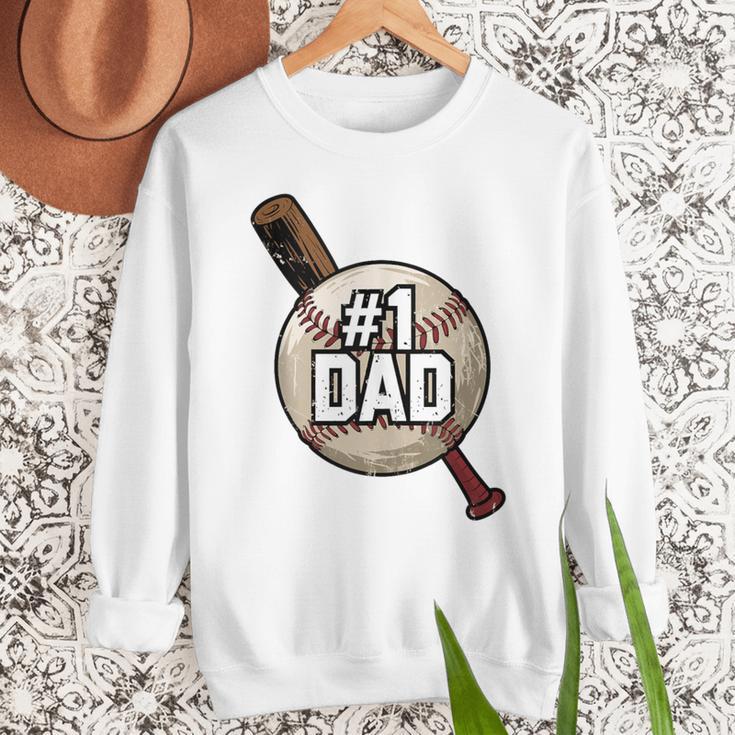 Vintage Father's Day 1 Baseball Dad Baseball Lovers Players Men Sweatshirt