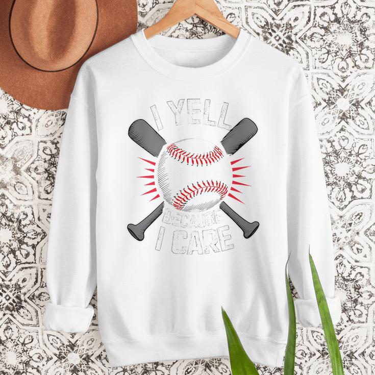 I Yell Because I Care Baseball Coach Baseball Dad Fan Premium Men Sweatshirt