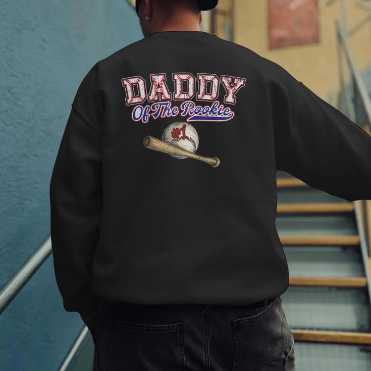 1st One Birthday Baseball Dad Daddy Of The Rookie Vintage Men's Sweatshirt Back Print