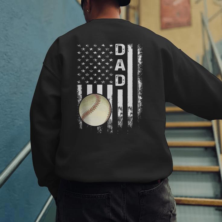 Baseball Dad America Flag Vintage Christmas Xmas Men's Sweatshirt Back Print Baseball Dad America Flag Vintage Christmas Xmas Men's Sweatshirt Back Print