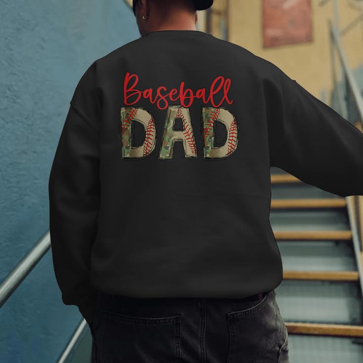 Baseball Dad Camouflage Camo Flag Military Father's Day Men's Sweatshirt Back Print Baseball Dad Camouflage Camo Flag Military Father's Day Men's Sweatshirt Back Print
