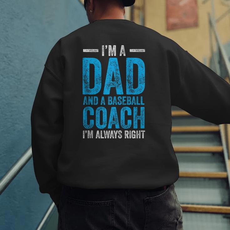 Baseball Dad Coach Father's Day Men's Sweatshirt Back Print Baseball Dad Coach Father's Day Men's Sweatshirt Back Print