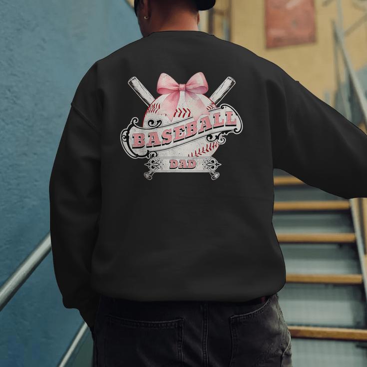 Baseball Dad With Coquette Cute Bow Sport Season Men's Sweatshirt Back Print Baseball Dad With Coquette Cute Bow Sport Season Men's Sweatshirt Back Print
