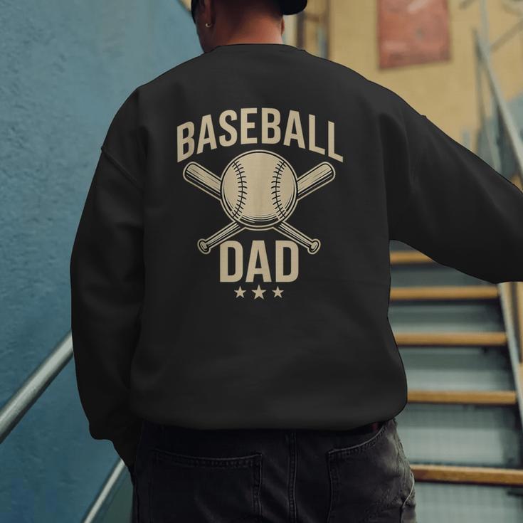 Baseball Dad Crossed Bats Cool Sports Fan Vintage Men's Sweatshirt Back Print Baseball Dad Crossed Bats Cool Sports Fan Vintage Men's Sweatshirt Back Print