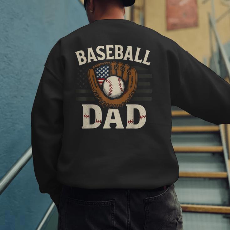 Baseball Dad Fathers Day American USA Flag Men Boys Kids Men's Sweatshirt Back Print Baseball Dad Fathers Day American USA Flag Men Boys Kids Men's Sweatshirt Back Print