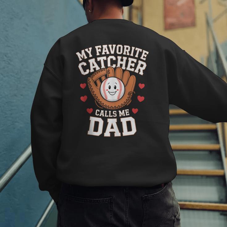 Baseball Dad Father's Day Catcher Men Men's Sweatshirt Back Print
