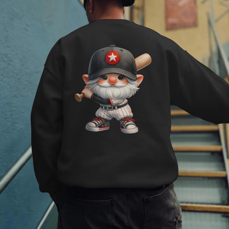 Baseball Dad Gnome With Baseball Bat For Grandpa Life Men's Sweatshirt Back Print Baseball Dad Gnome With Baseball Bat For Grandpa Life Men's Sweatshirt Back Print