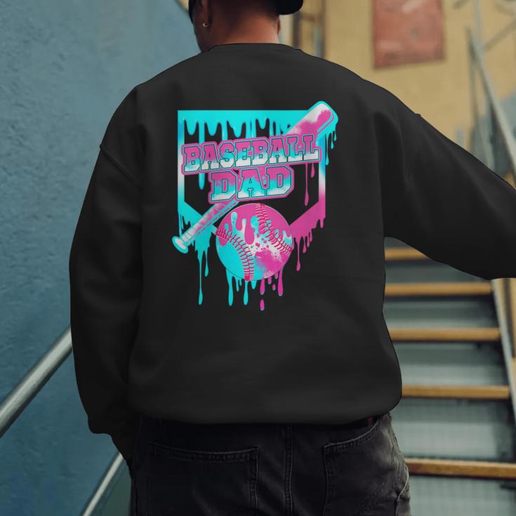 Baseball Dad Home Plate Ice Cream Drip Father's Day Men's Sweatshirt Back Print