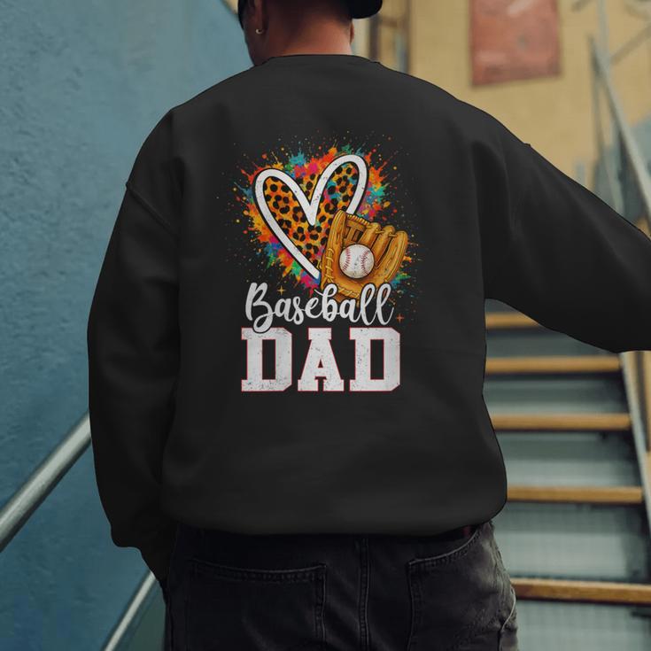 Baseball Dad Leopard Heart Colorful Men's Sweatshirt Back Print Baseball Dad Leopard Heart Colorful Men's Sweatshirt Back Print