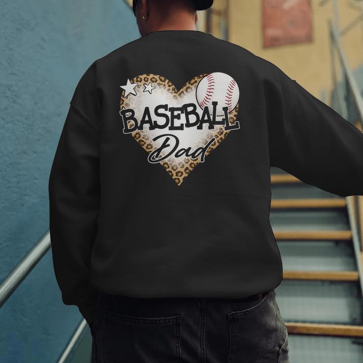 Baseball Dad Leopard Heart Baseball Lover Men's Sweatshirt Back Print
