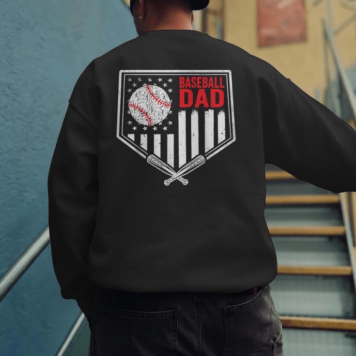 Baseball Dad Men USA American Flag Fathers Day 4th Of July Men's Sweatshirt Back Print Baseball Dad Men USA American Flag Fathers Day 4th Of July Men's Sweatshirt Back Print