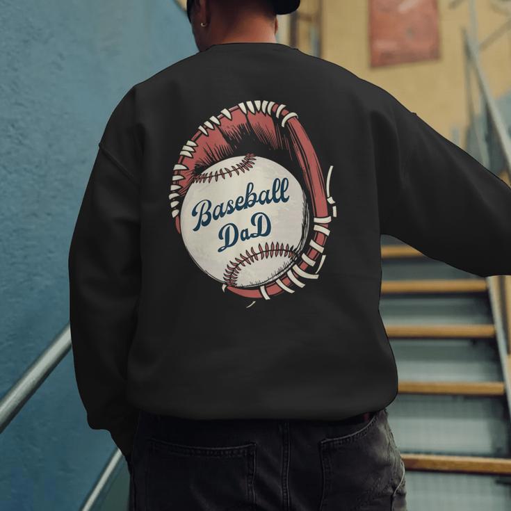 Baseball Dad Softball Glove And Ball Men's Sweatshirt Back Print