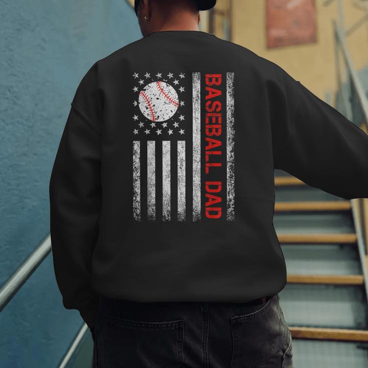 Baseball Dad USA American Flag Men Daddy Fathers Day Men's Sweatshirt Back Print Baseball Dad USA American Flag Men Daddy Fathers Day Men's Sweatshirt Back Print